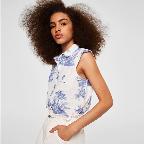 MANGO printed sleeveless shirt, US size 8, NWT - Picture 5 of 6